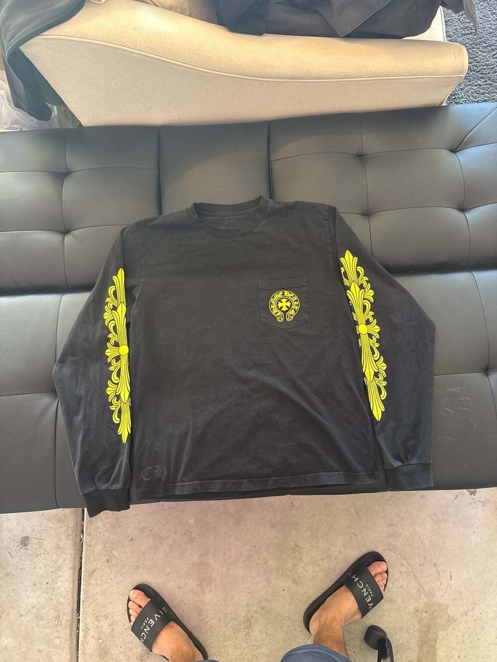 Chrome Hearts Long Sleeve T-Shirt Black/Neon Yellow